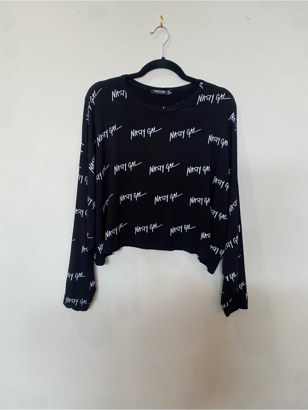 Nasty Gal Black Lounge Top with White Script Logo